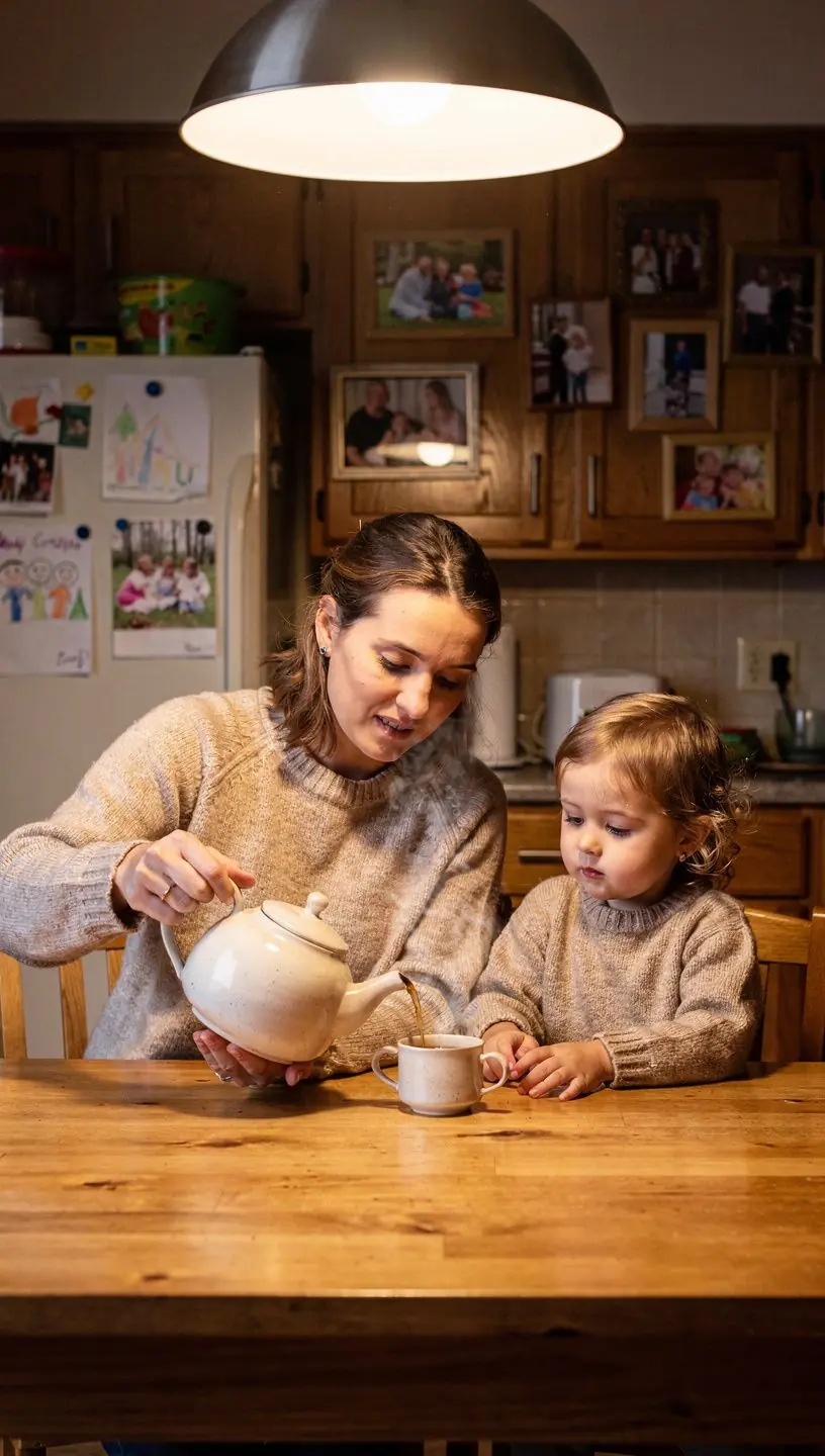 Sveiko gyvenimo būdo iliustracija su arbatos puodeliu ir meditacijos kilimėliu.