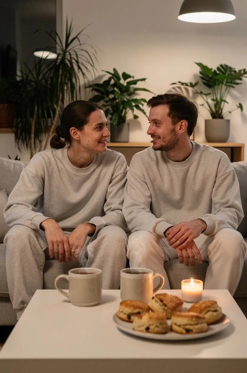 Šiltos arbatos puodelis ant medinio stalo, simbolizuojantis ramybės ir streso valdymo vakaro rutiną